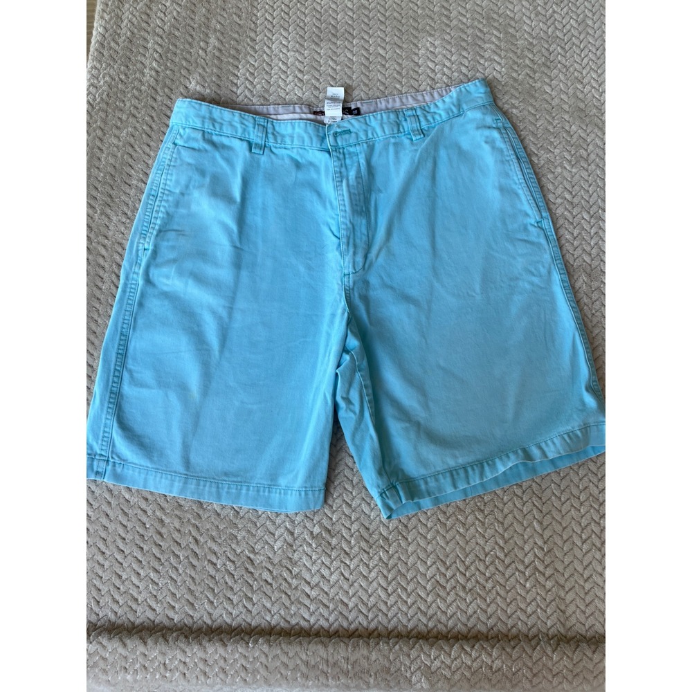 Chaps Mens Turquoise Blue Flat Front Chino Shorts Cotton Size 38
